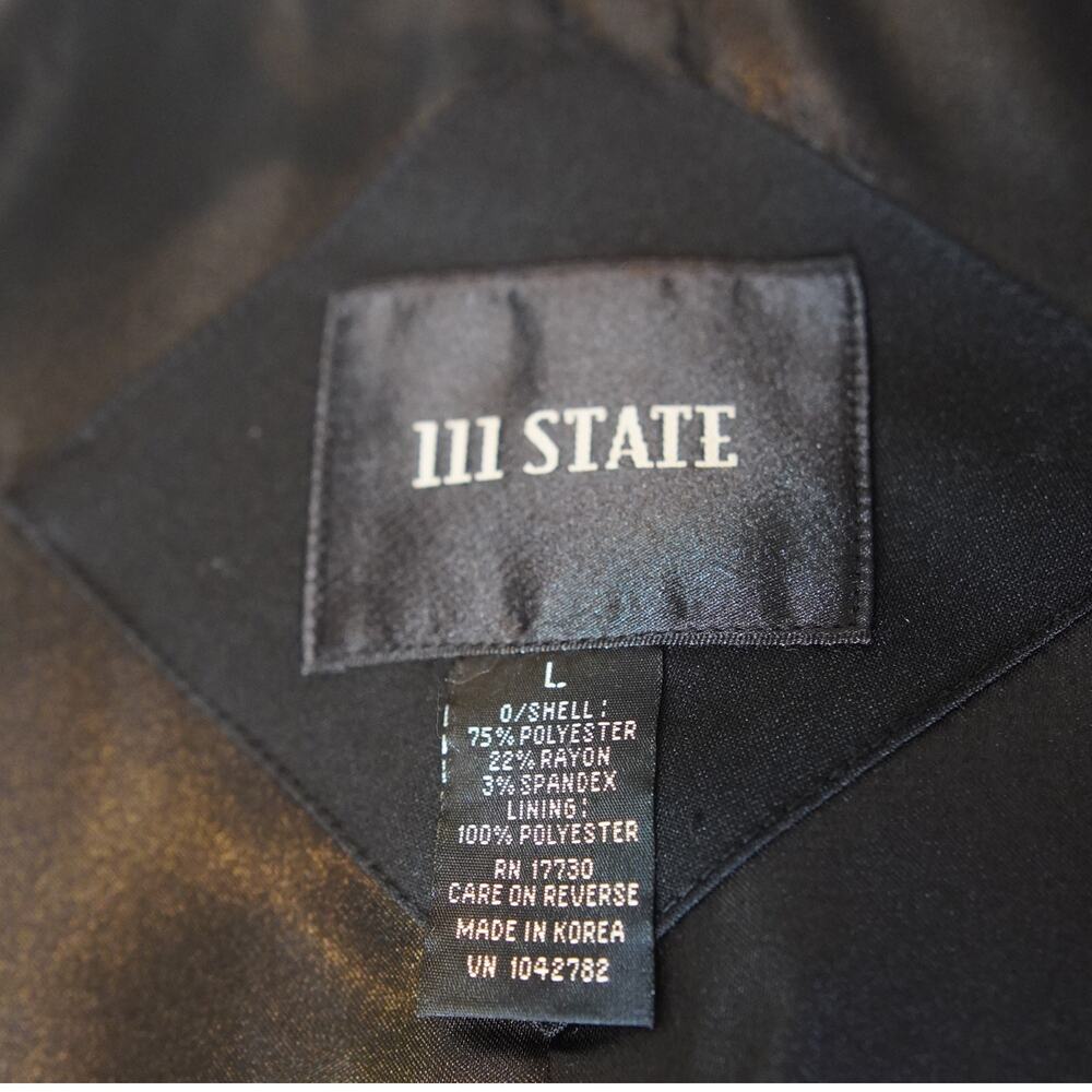 111 State Black Trench Coat Men’s Large Notch Lapel Long Coat Lightweight - Picture 3 of 11
